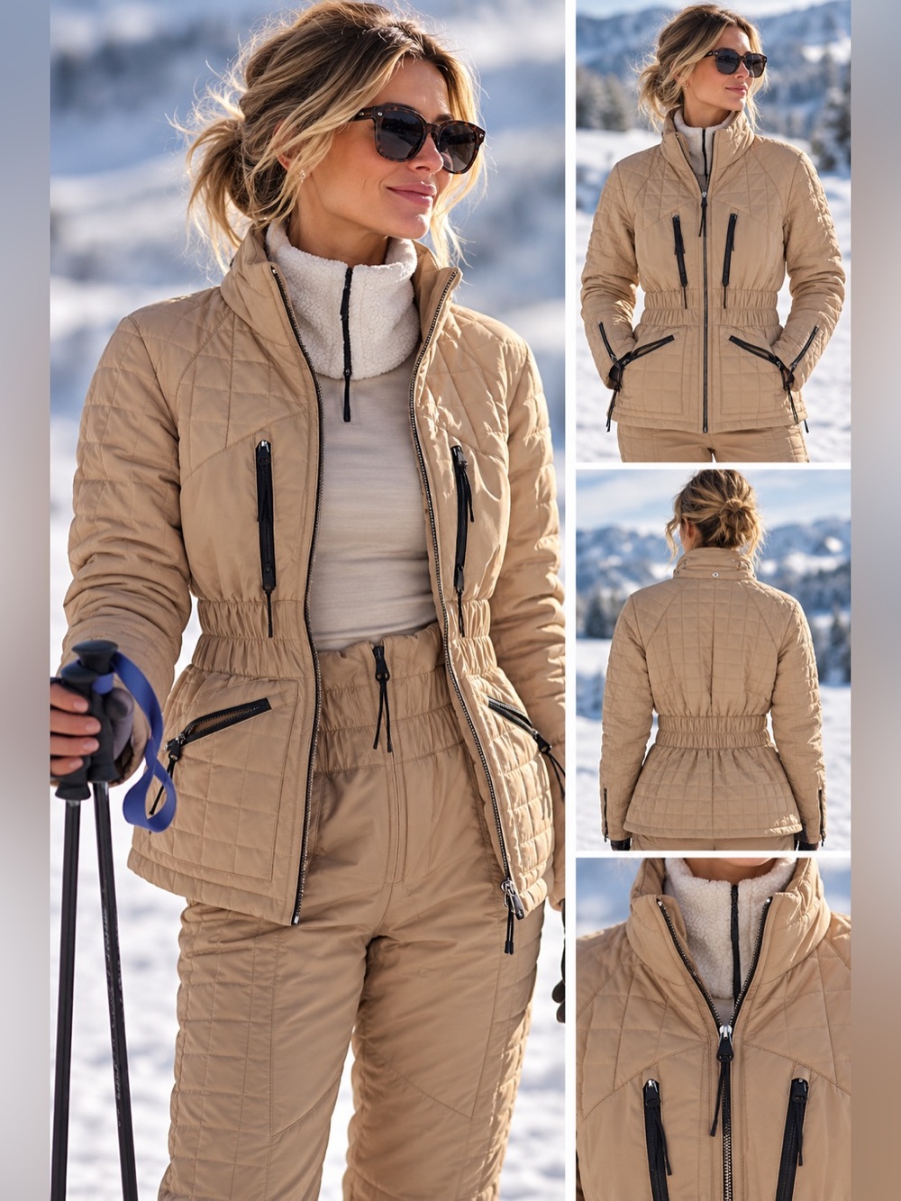 FP Movement All Prepped Ski Jacket Almond Beige XS - No Hood